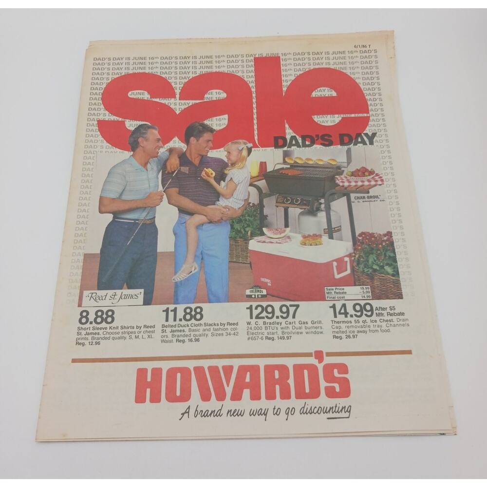 1986 Howard's Dad's Day Sale Flyer Ad Vtg Retail Advertisement 80s Tents Toys